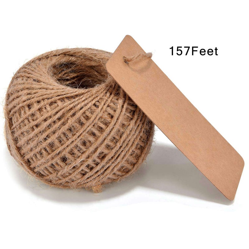 LOOMY 200PCS Kraft Marking Tags with Safety Pins and 157 Feet Natural String to Label Clothes for Garage Yard Consignment Tag - Image 4